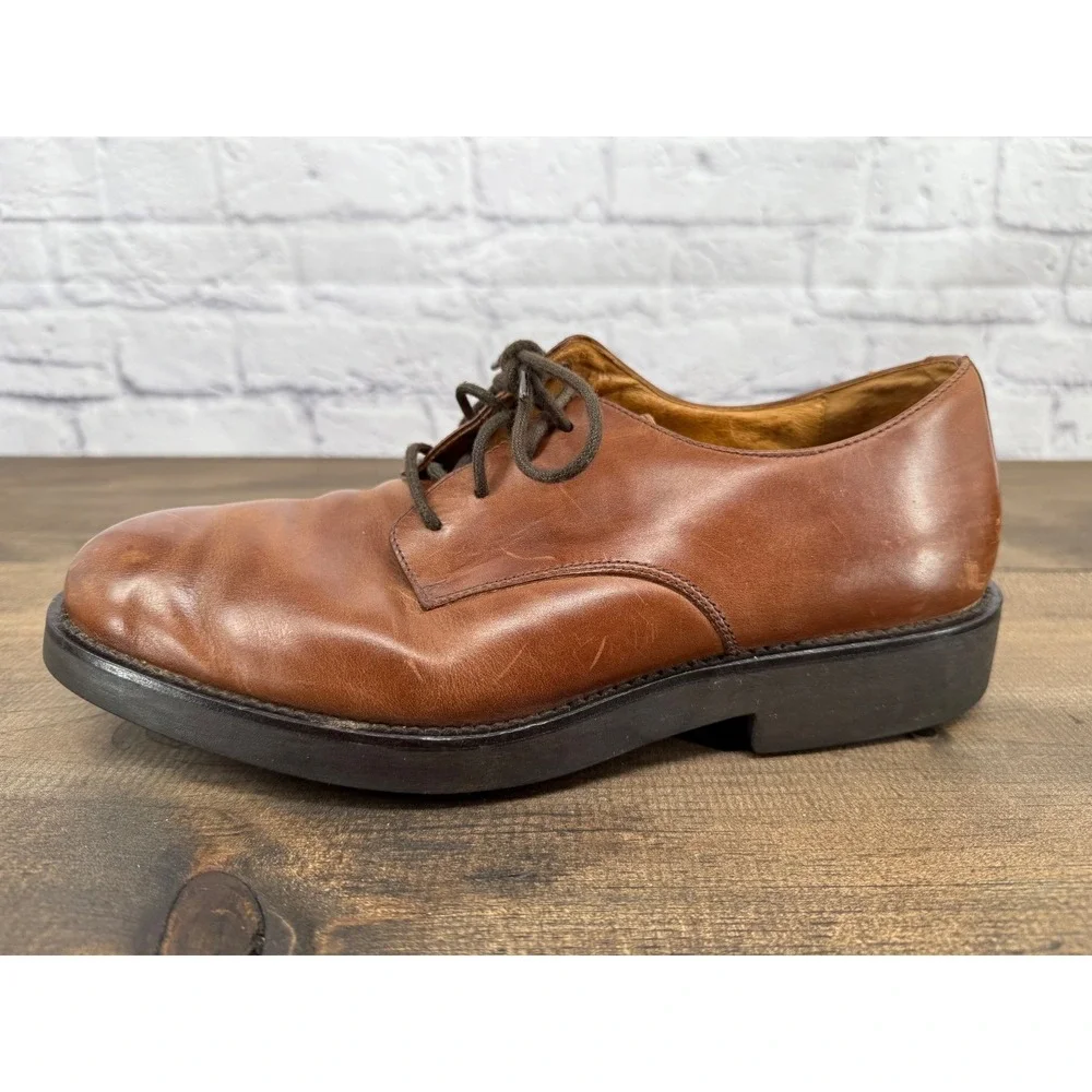Lands End Mens Brown Leather Lace Up Oxford Dress Shoes Size 10D Classic Capsule